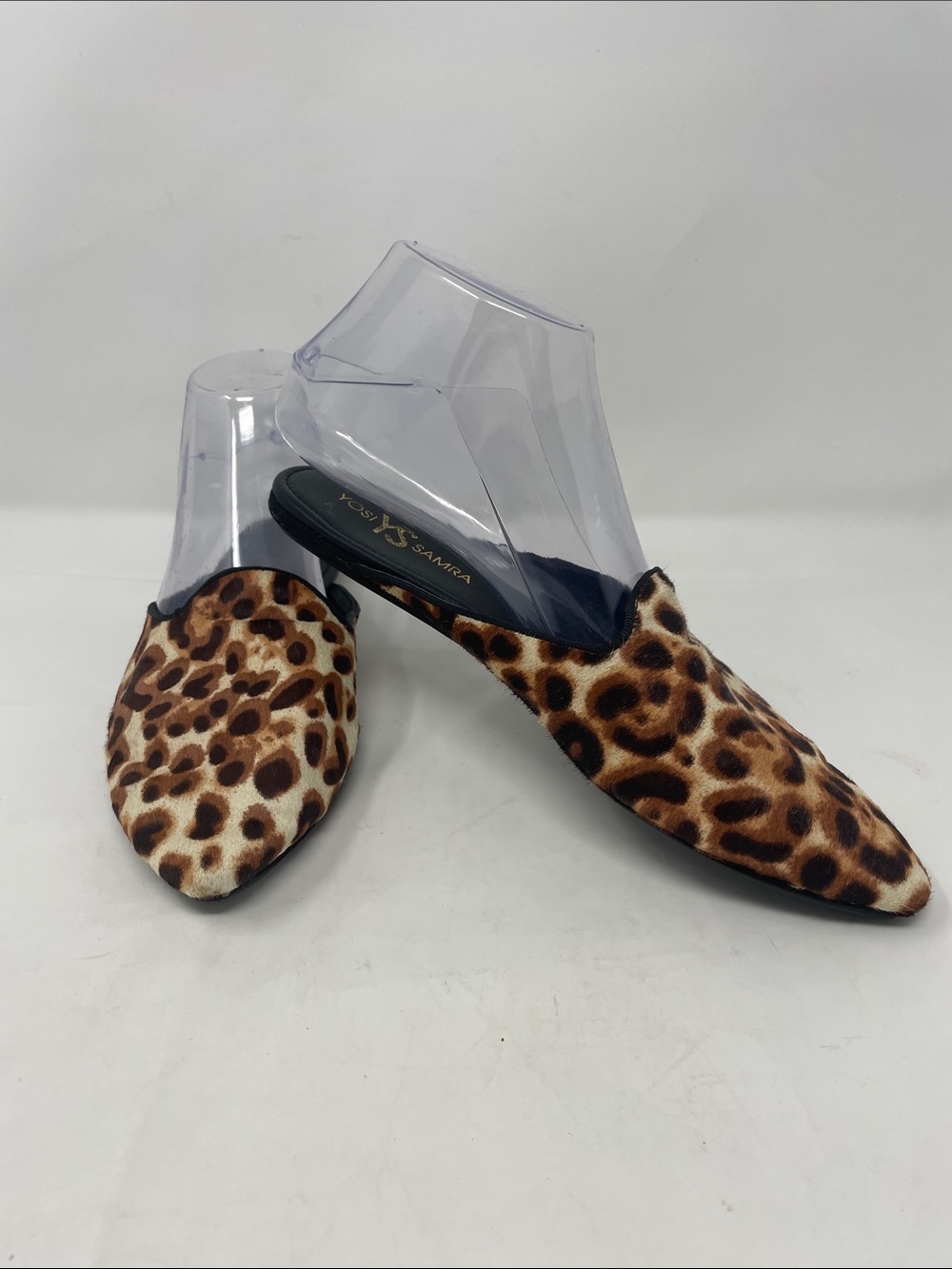 Yosi Samra Leopard Print Pointed Toe Mule Slides Size 8 Excellent Condition